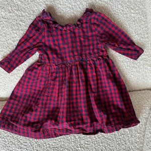Pink Chicken Red and navy Plaid Kids Dress